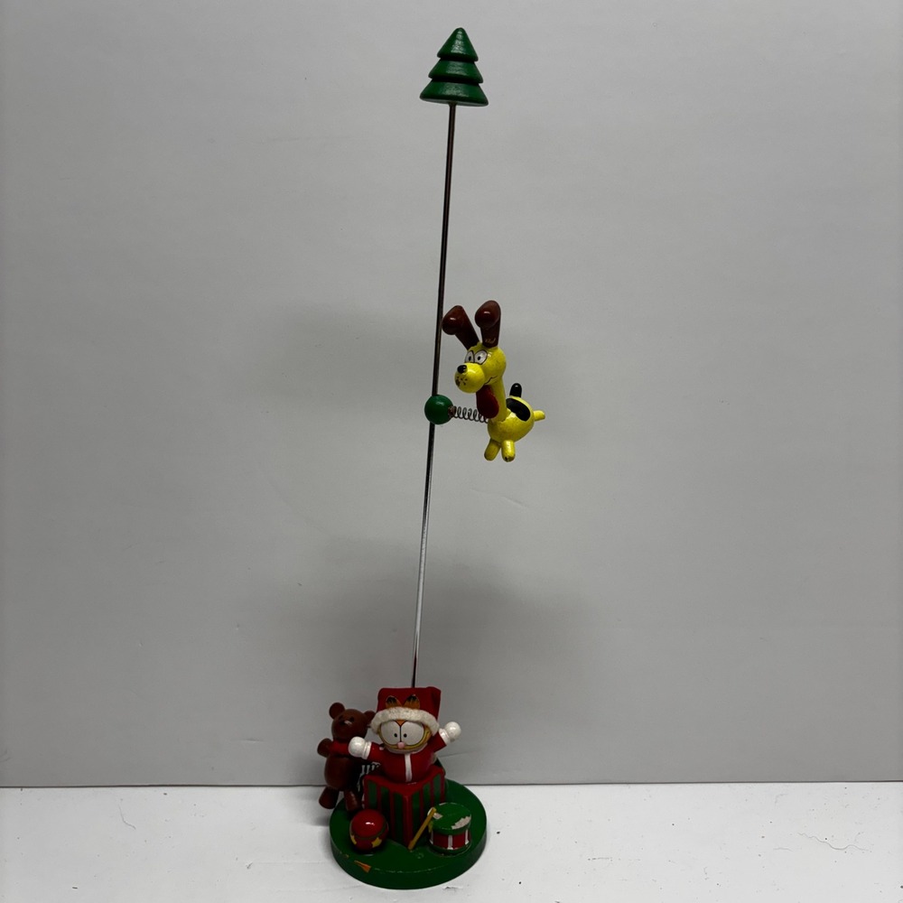 Vintage Garfield Christmas Santa Wood Card Holder Odie Pooky 13.5 Inch A21